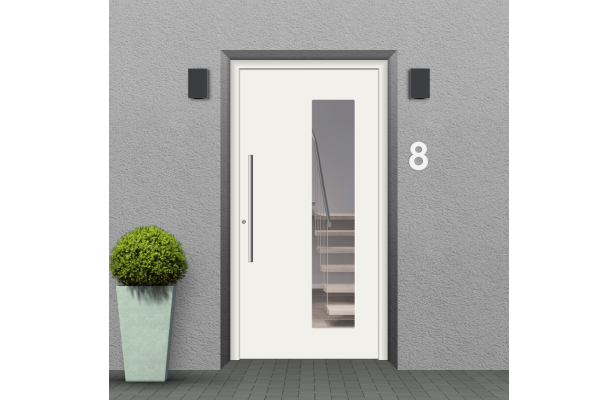 Aluminium front door traffic white