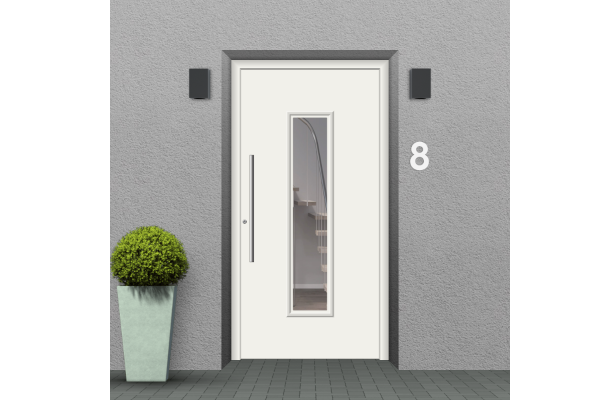 Wood front door white