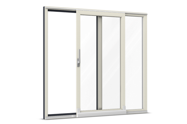 Alu-clad uPVC tilt-and-slide door wood-texture beige