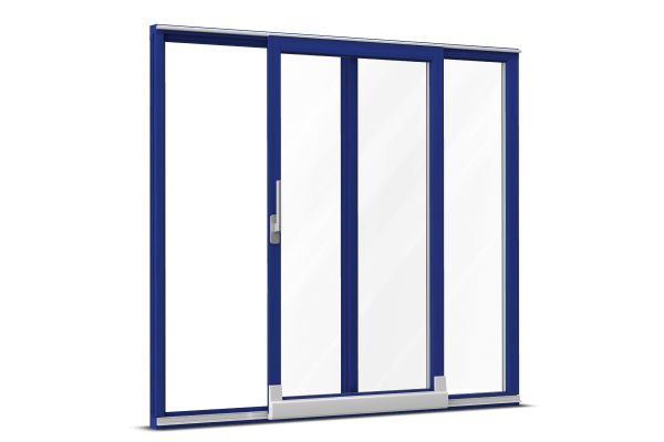 Wood tilt-and-slide door blue