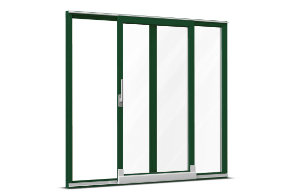 Wood tilt-and-slide door moss green