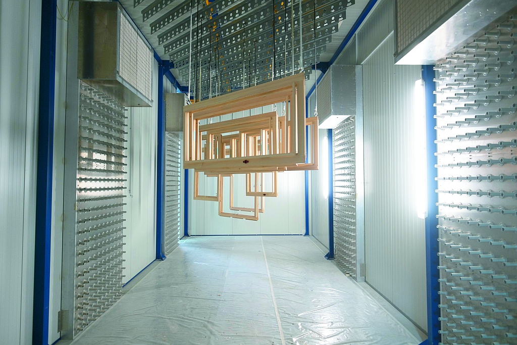 Timber frames being produced