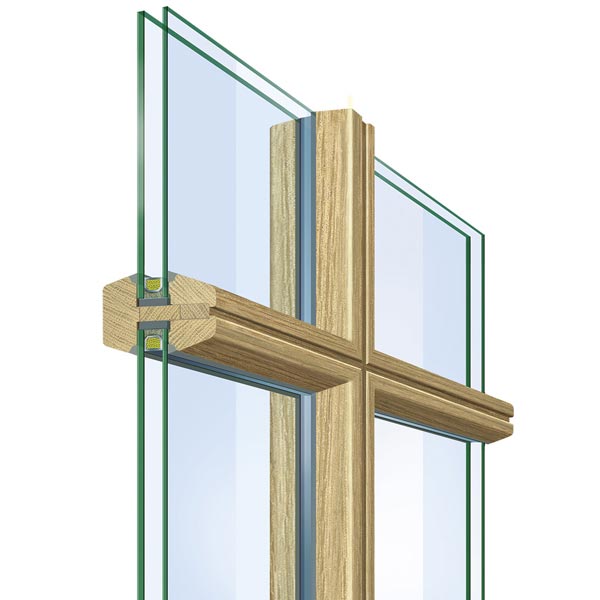 Timber glass dividing bar (muntin)