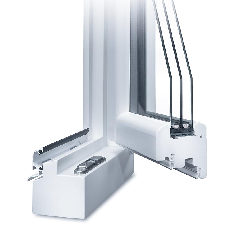 Triple glazed window cross section